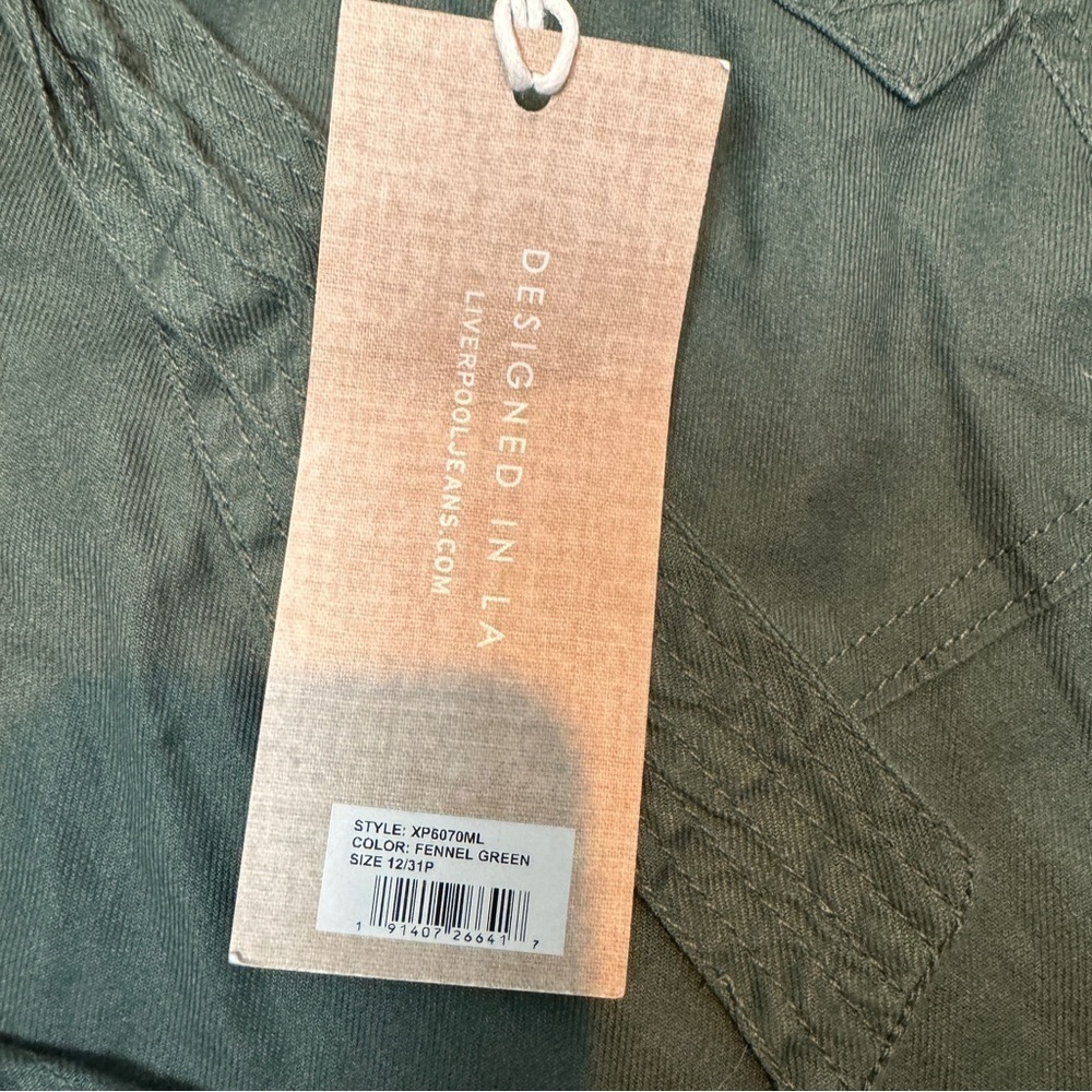 Liverpool skirt Lorena tie front skirt fennel olive green size 12P NWT - Picture 7 of 10